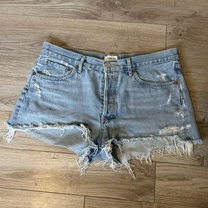 AGolde Parker Vintage Cut Off Light Blue Denim Shorts